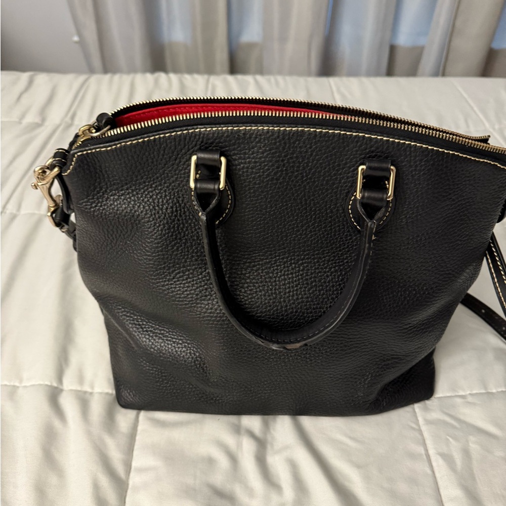 Dooney Pebble Grain Double Pocket Satchel - Picture 2 of 2